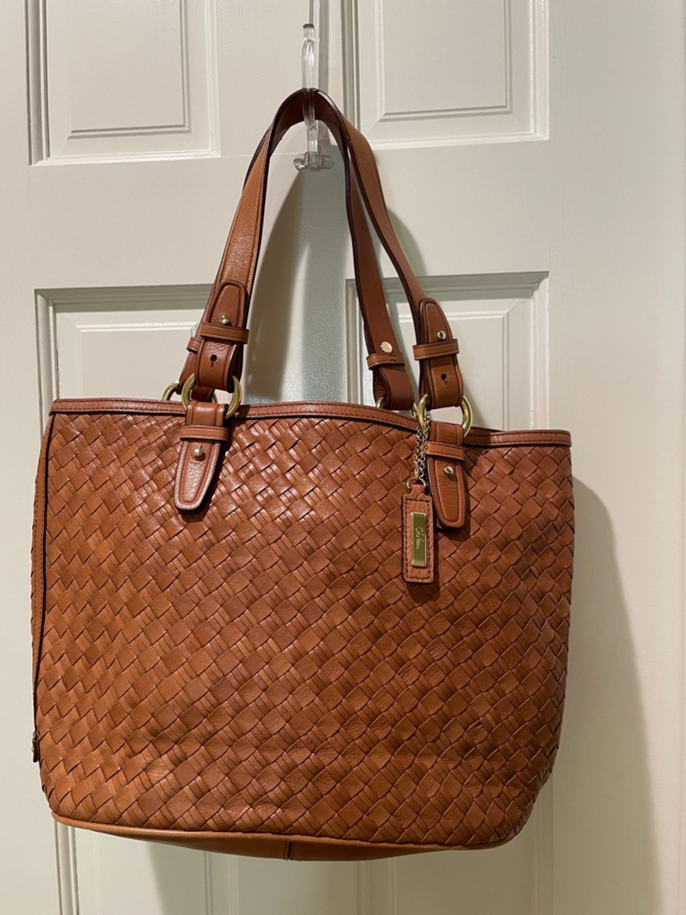 Cole Haan Village Weave Woven Leather Bronze Handbag